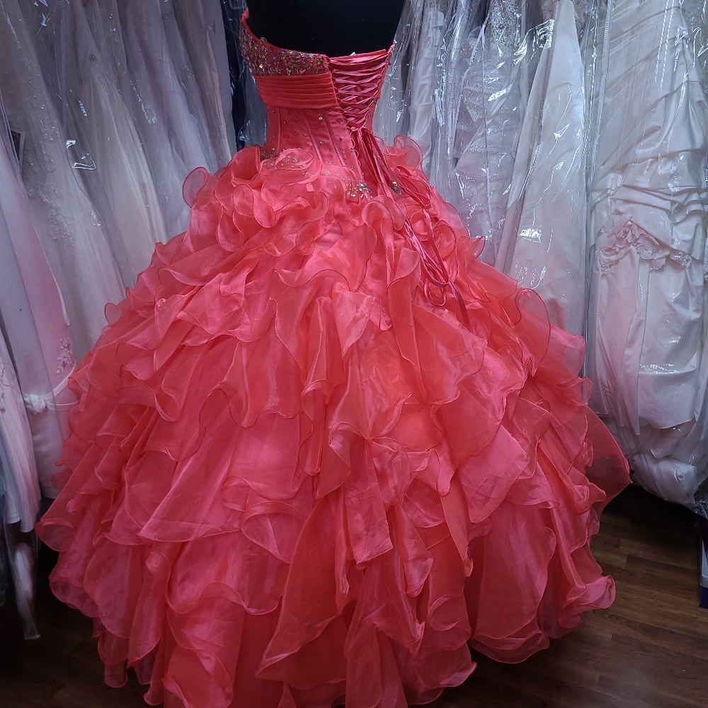 Coral Ruffle Ballgown - Picture 5 of 8